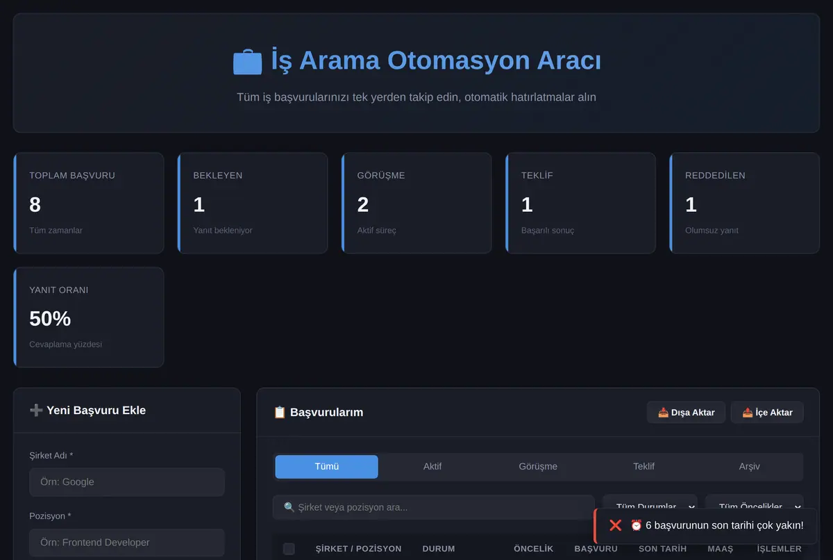 İş Arama Otomasyon Aracı ekran görüntüsü 2