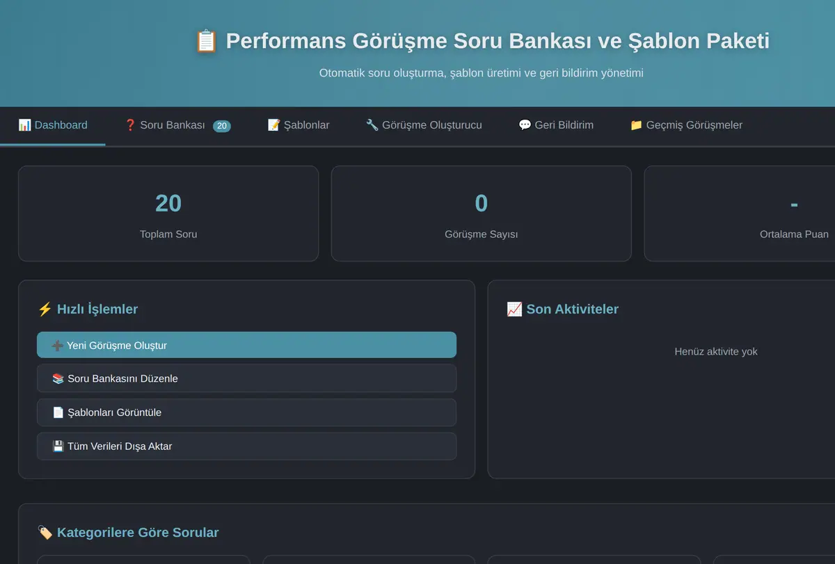 Performans Görüşme Soru Bankası ve Şablon Paketi ekran görüntüsü