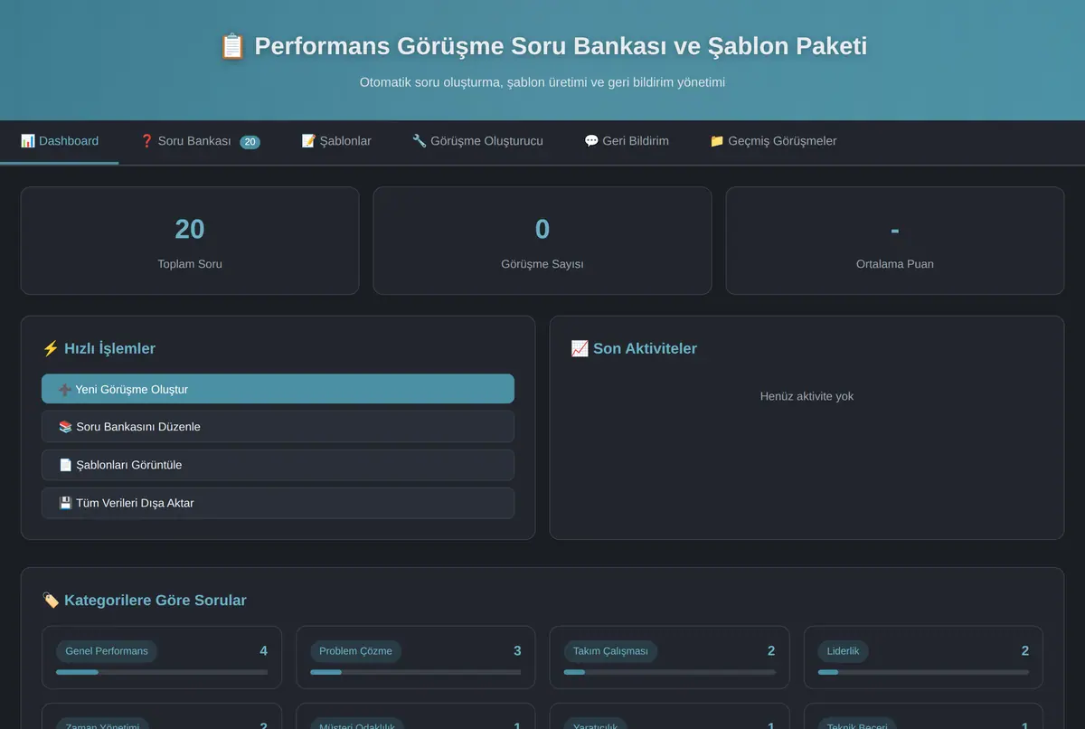 Performans Görüşme Soru Bankası ve Şablon Paketi ekran görüntüsü 2