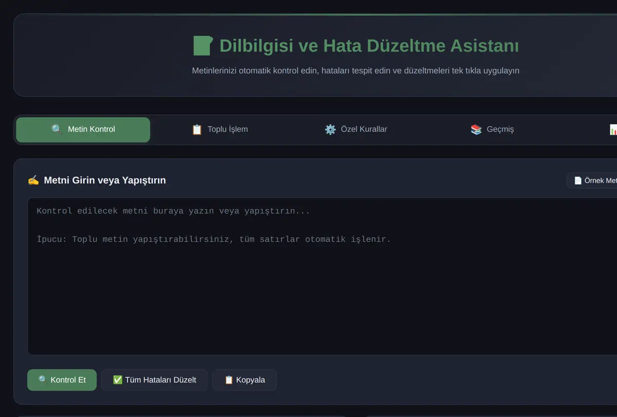 Dilbilgisi ve Hata Düzeltme Asistanı ekran görüntüsü