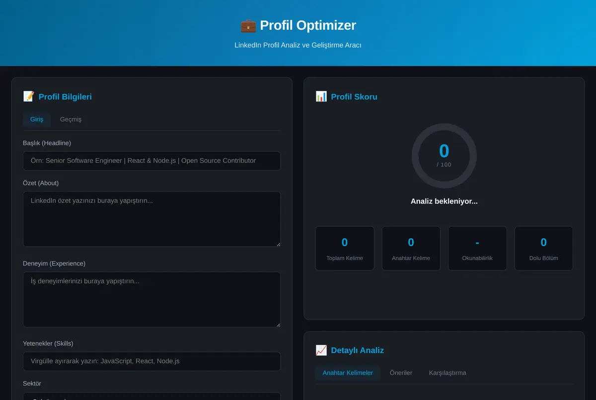 Profil Optimizer: LinkedIn Analiz ve Geliştirme ekran görüntüsü 2