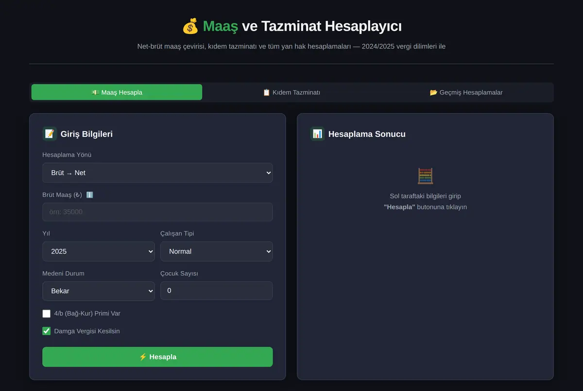 Kişisel Maaş ve Tazminat Hesaplayıcı ekran görüntüsü 2