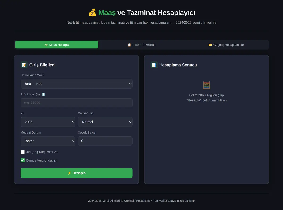 Kişisel Maaş ve Tazminat Hesaplayıcı ekran görüntüsü 3