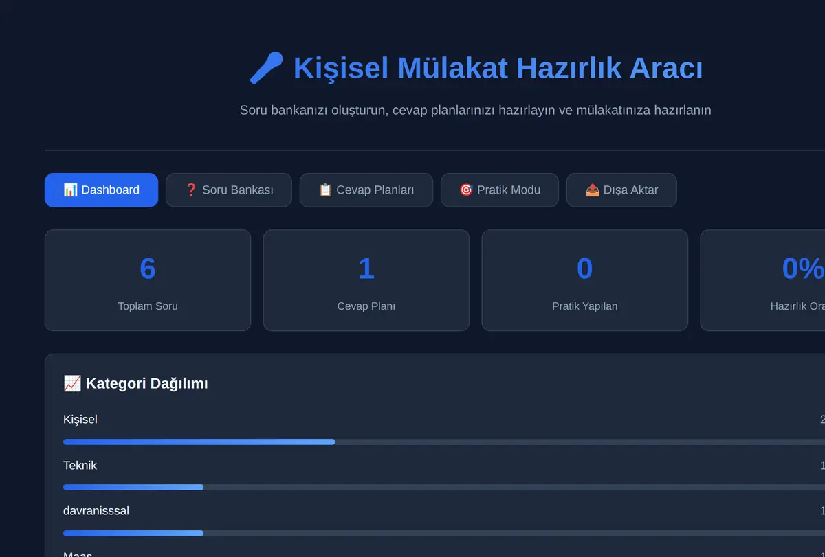 Kişisel Mülakat Hazırlık Aracı ekran görüntüsü