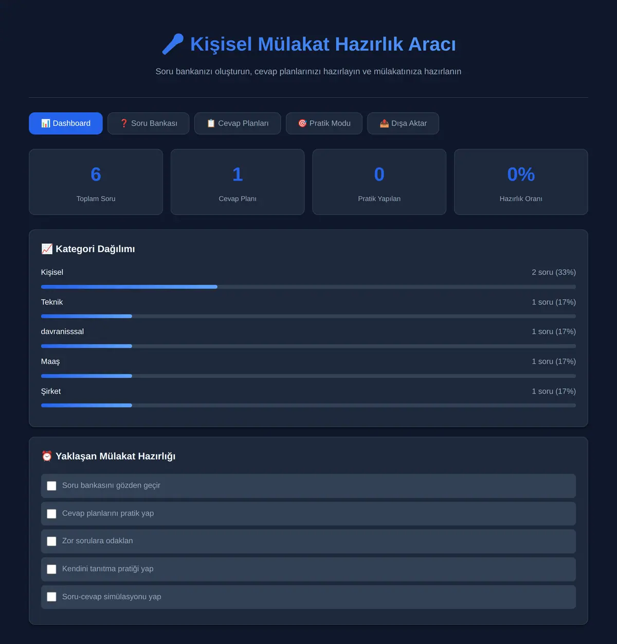 Kişisel Mülakat Hazırlık Aracı ekran görüntüsü 3