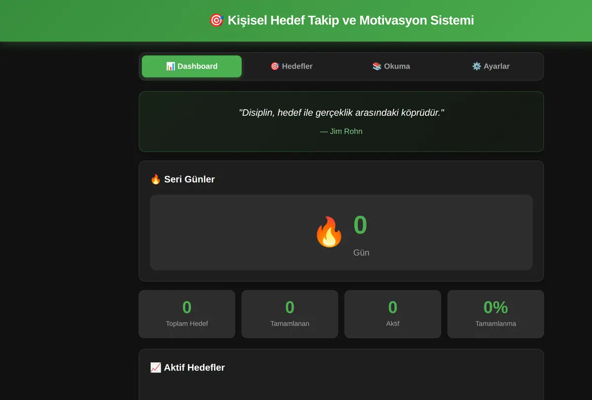 Kişisel Hedef Takip ve Motivasyon Sistemi ekran görüntüsü