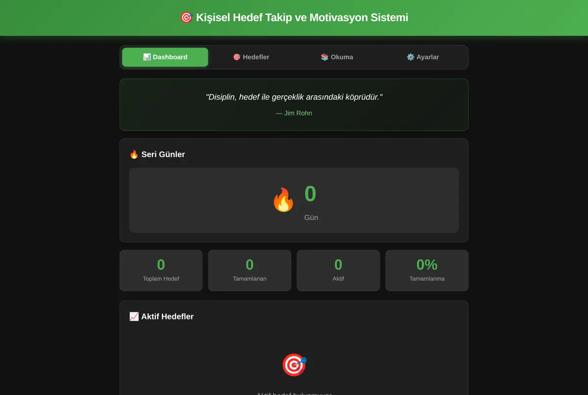Kişisel Hedef Takip ve Motivasyon Sistemi ekran görüntüsü 2