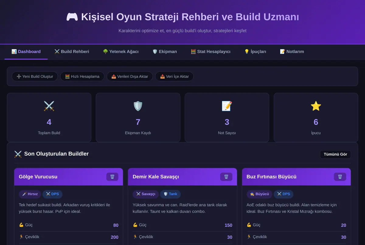Kişisel Oyun Strateji Rehberi ve Build Uzmanı ekran görüntüsü 2
