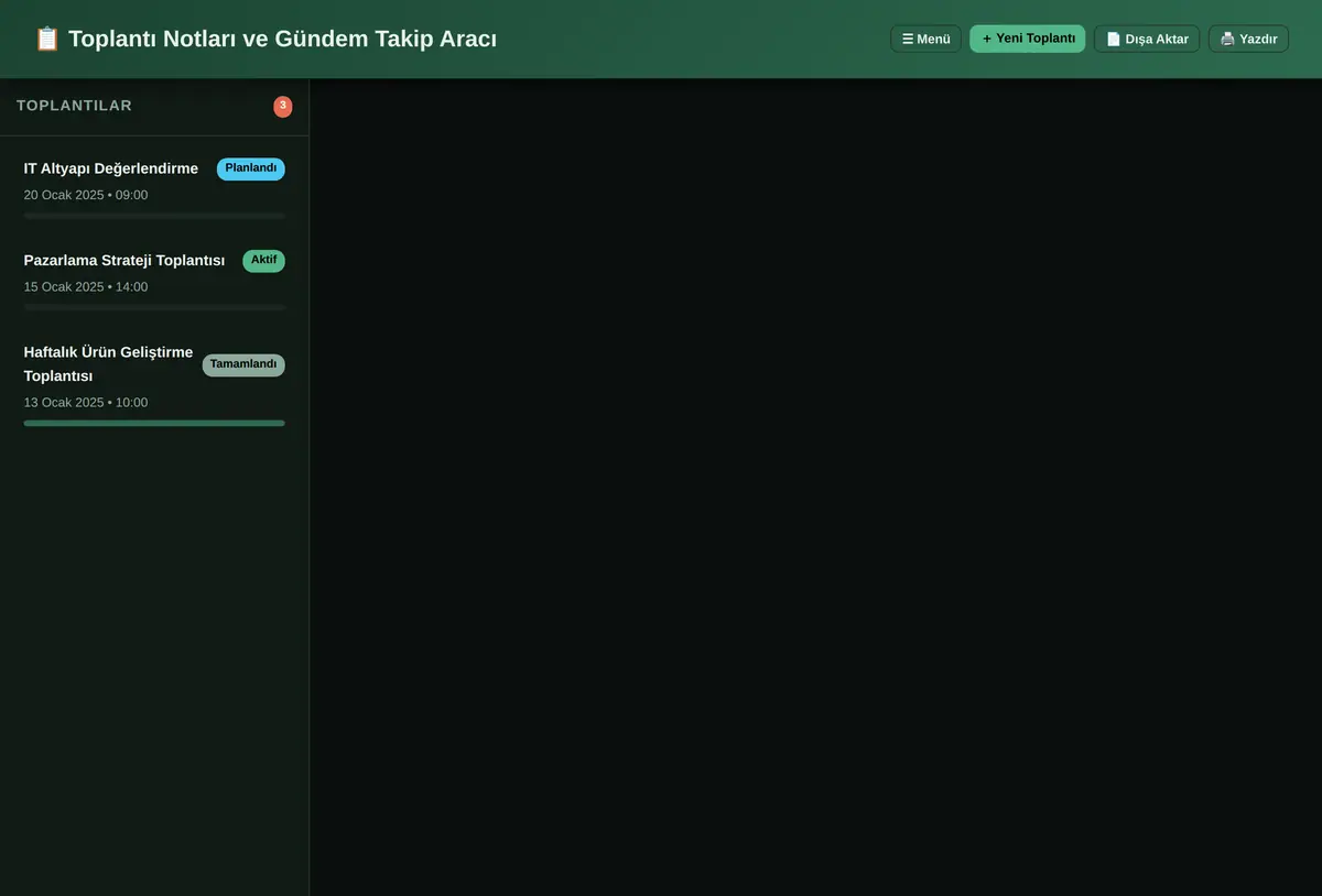 Toplantı Notları ve Gündem Takip Aracı ekran görüntüsü 3