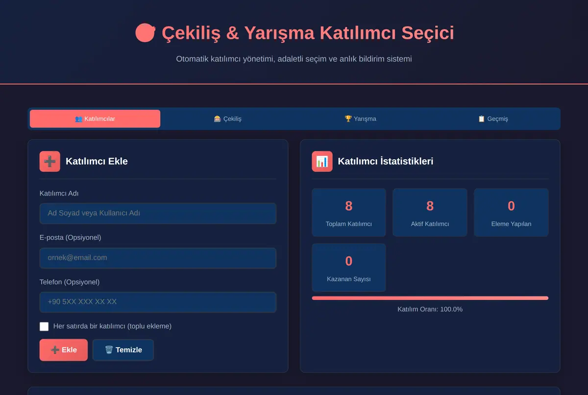Çekiliş & Yarışma Katılımcı Seçici ekran görüntüsü 2