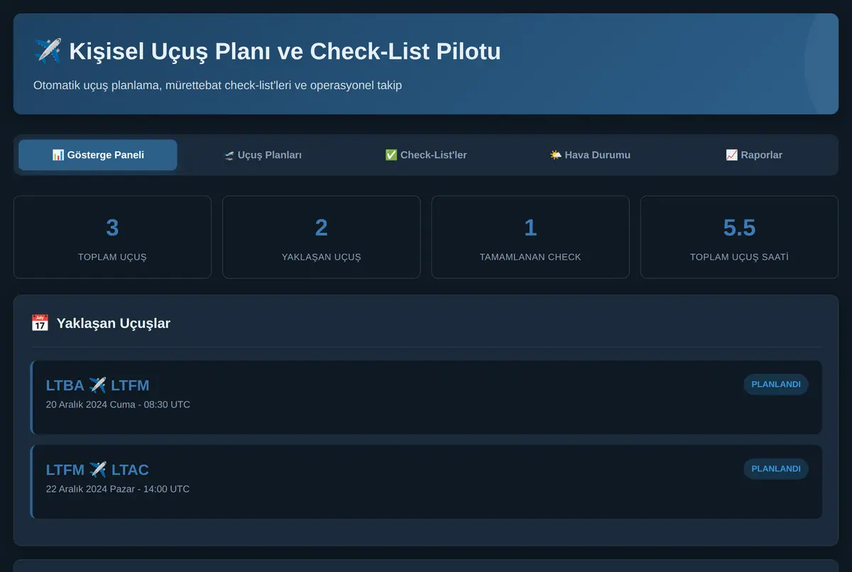 Kişisel Uçuş Planı ve Check-List Pilotu ekran görüntüsü 2