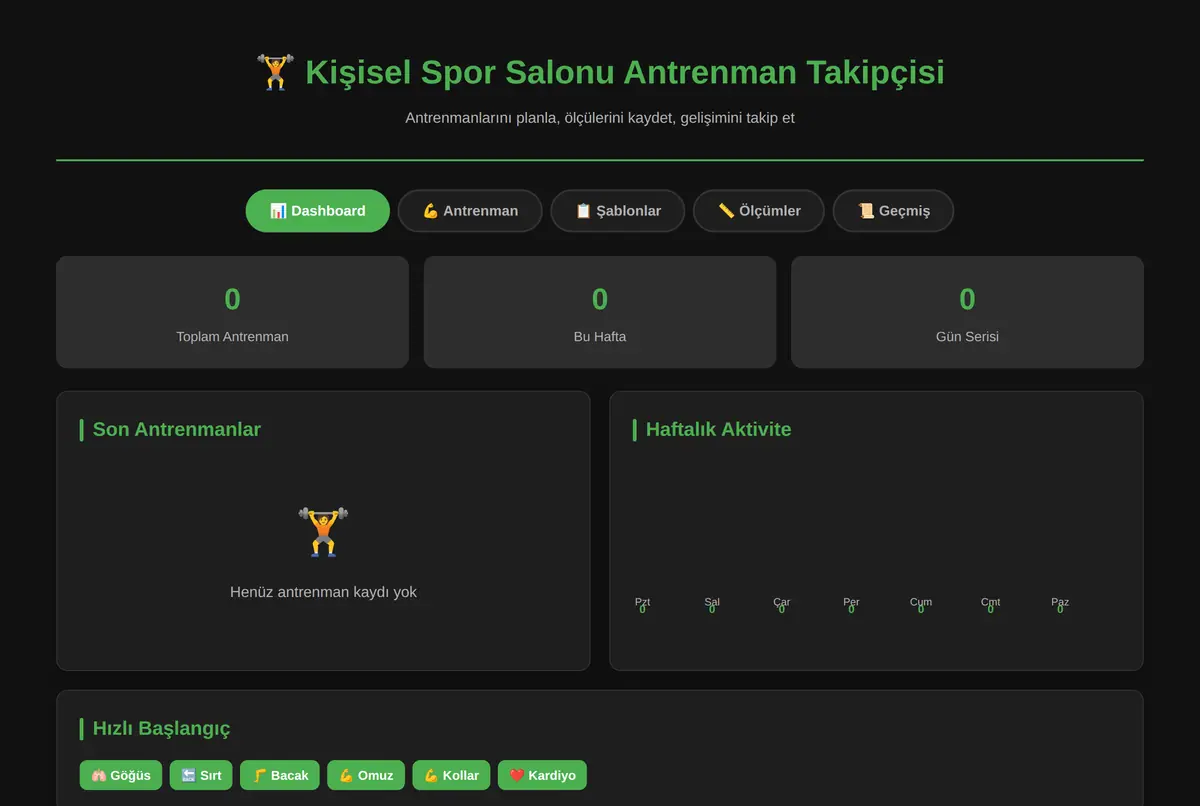Kişisel Spor Salonu Antrenman Takipçisi ekran görüntüsü 2