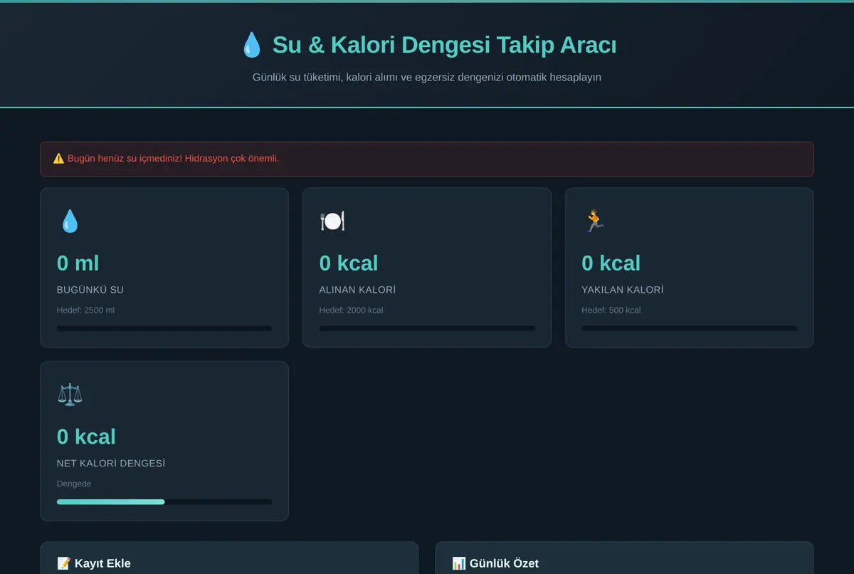 Su & Kalori Dengesi Takip Aracı ekran görüntüsü 2