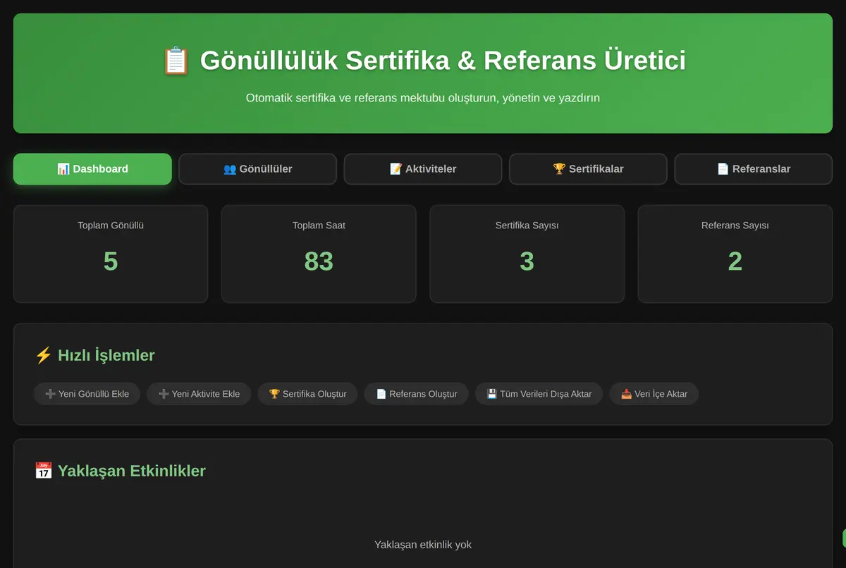 Gönüllülük Sertifika & Referans Üretici ekran görüntüsü 2
