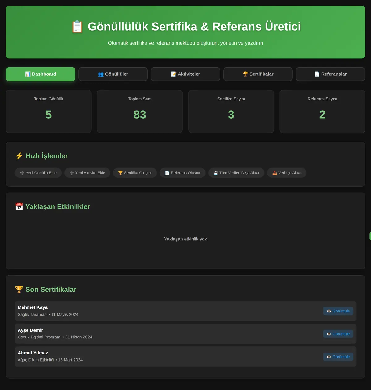 Gönüllülük Sertifika & Referans Üretici ekran görüntüsü 3