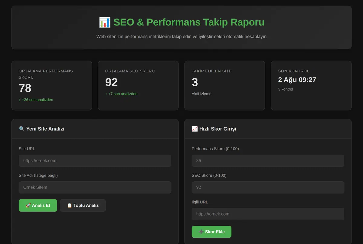 SEO & Performans Takip Raporu ekran görüntüsü 2