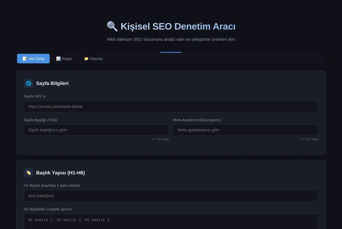 Kişisel SEO Denetim Aracı ekran görüntüsü 2
