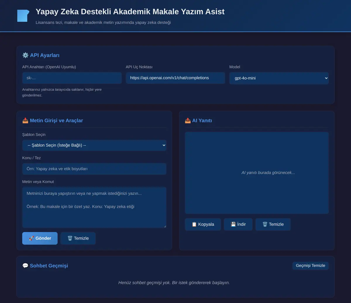 Yapay Zeka Destekli Akademik Makale Yazım Asist ekran görüntüsü 3