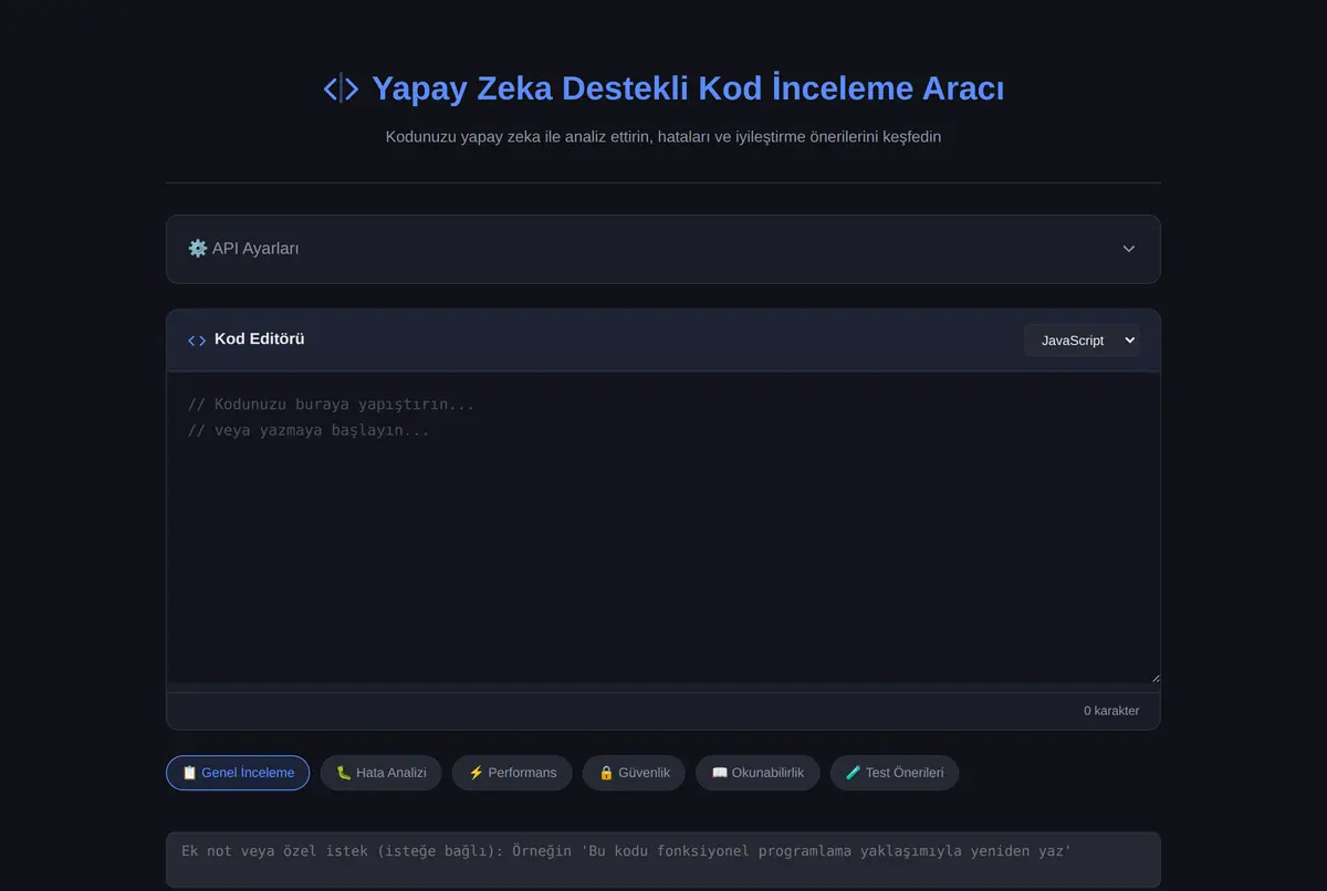 Yapay Zeka Destekli Kod İnceleme Aracı ekran görüntüsü 2
