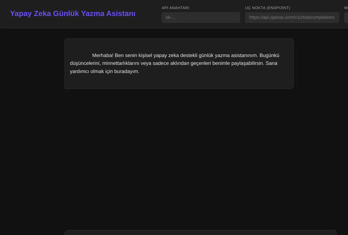 Yapay Zeka Günlük Yazma Asistanı ekran görüntüsü