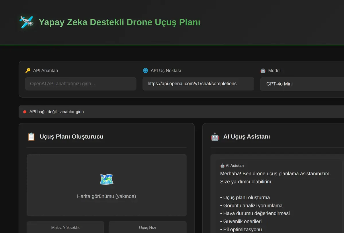 Yapay Zeka Destekli Drone Uçuş Planı ve Görüntü Analiz Aracı ekran görüntüsü