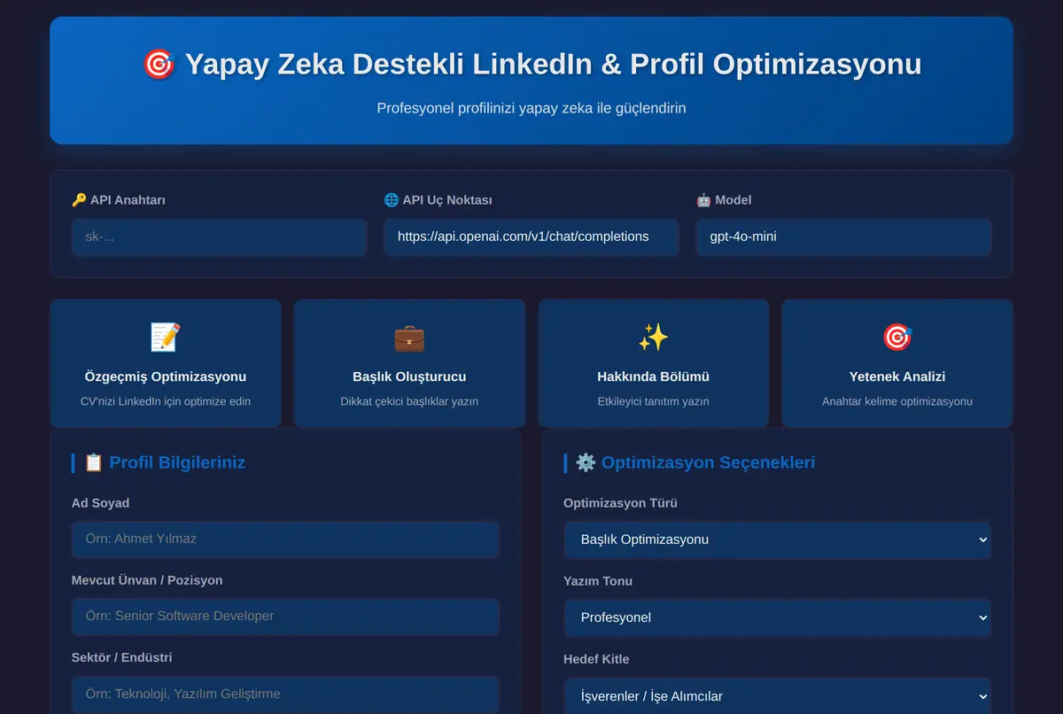 Yapay Zeka Destekli LinkedIn & Profil Optimizasyonu ekran görüntüsü 2