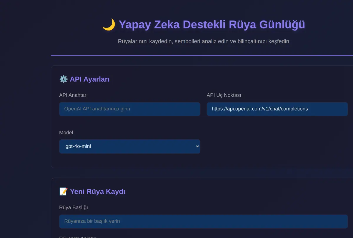Yapay Zeka Destekli Rüya Günlüğü ve Sembol Analizi ekran görüntüsü