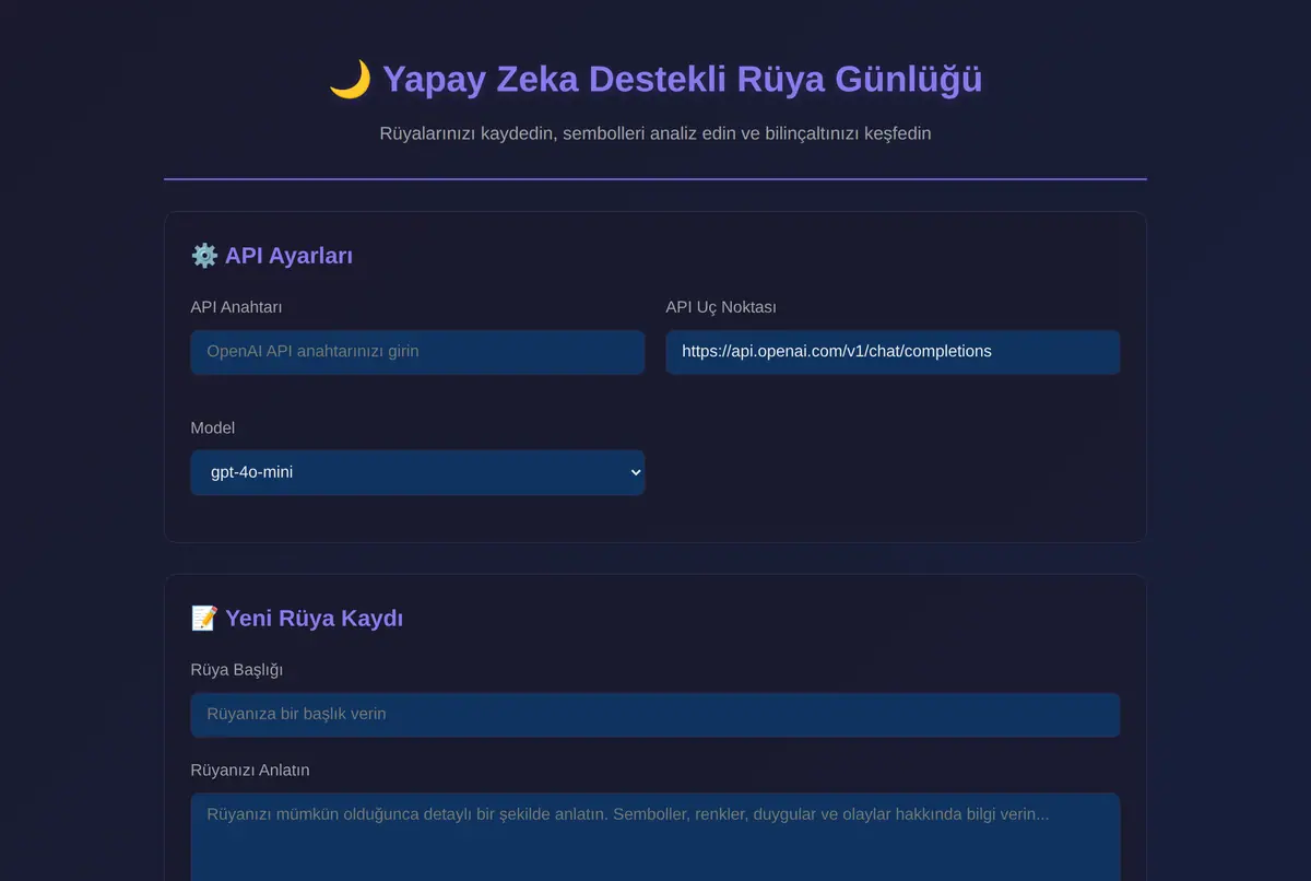 Yapay Zeka Destekli Rüya Günlüğü ve Sembol Analizi ekran görüntüsü 2