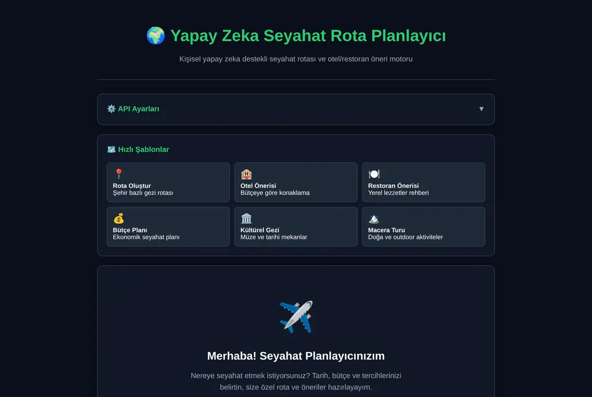 Yapay Zeka Seyahat Rota Planlayıcı ekran görüntüsü 2
