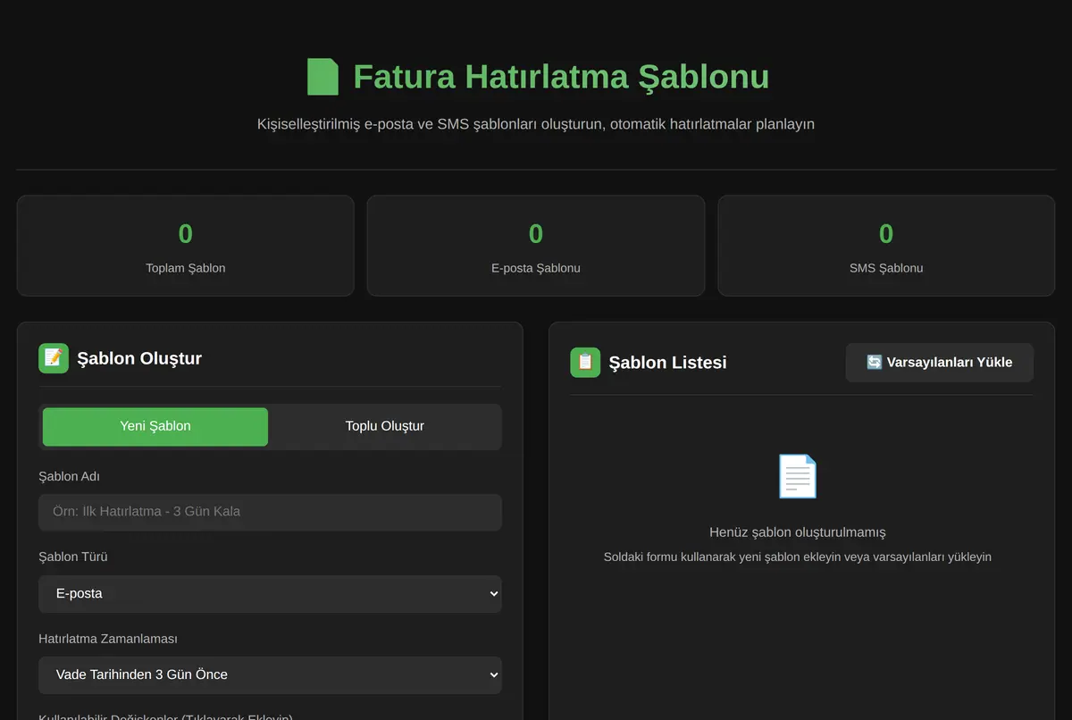 Fatura Hatırlatma Şablonu ekran görüntüsü 2