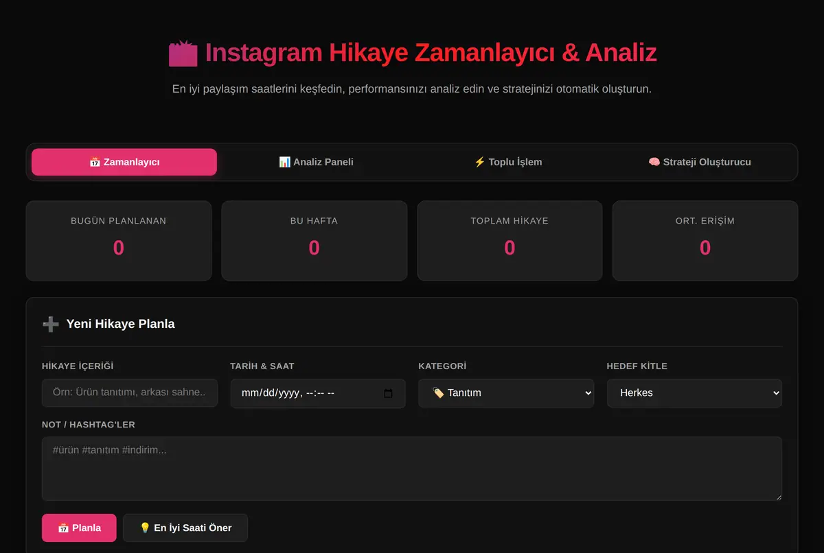 Instagram Hikaye Zamanlayıcı & Analiz Aracı ekran görüntüsü 2