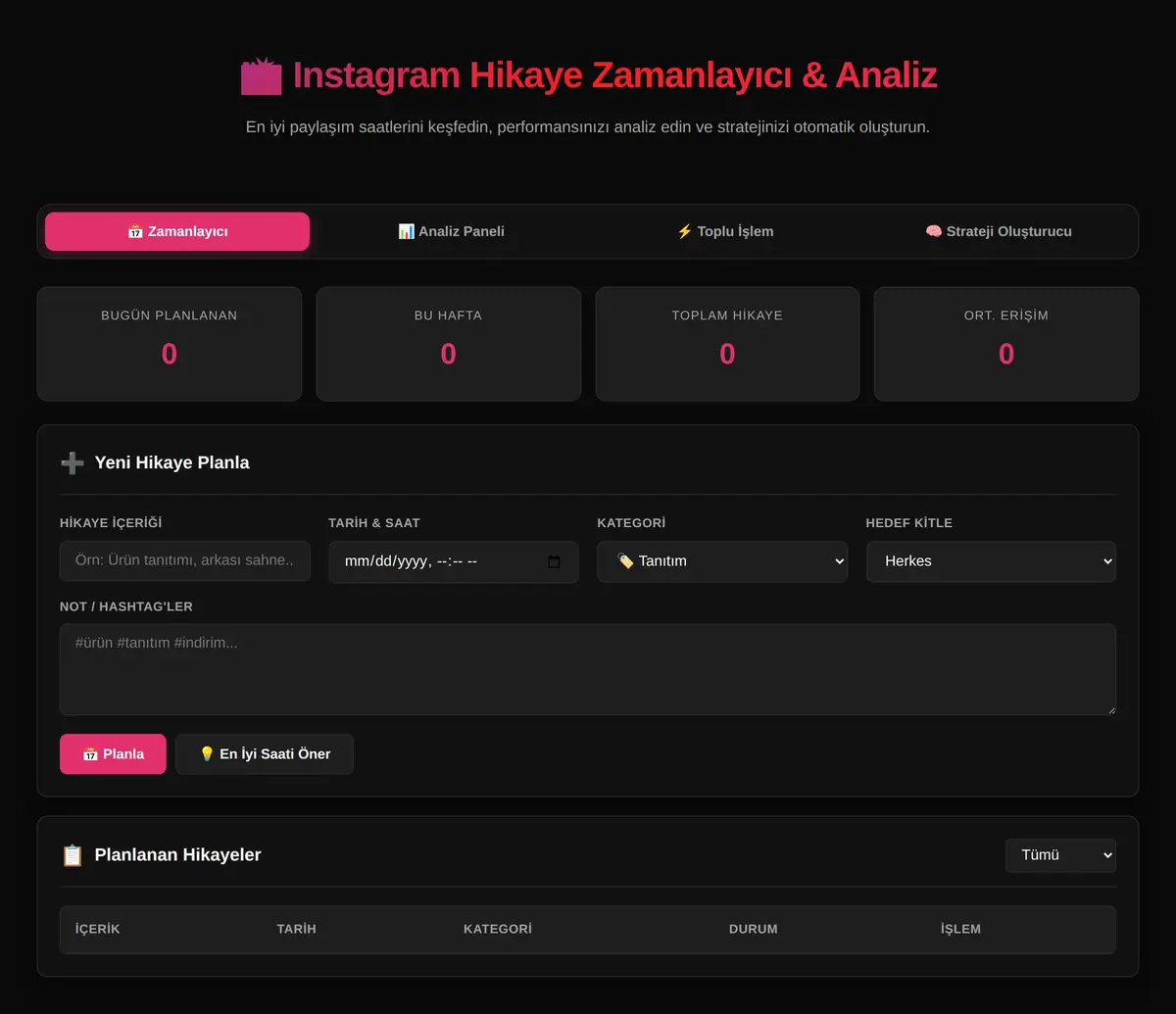 Instagram Hikaye Zamanlayıcı & Analiz Aracı ekran görüntüsü 3