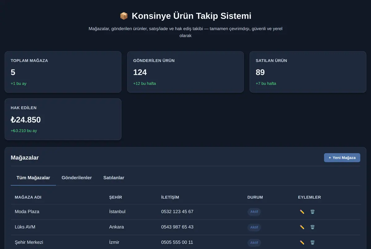 Konsinye Ürün Takip Sistemi ekran görüntüsü 2