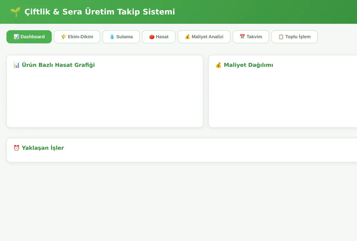 Sera & Bahçe Üretim Takip Sistemi Pro ekran görüntüsü
