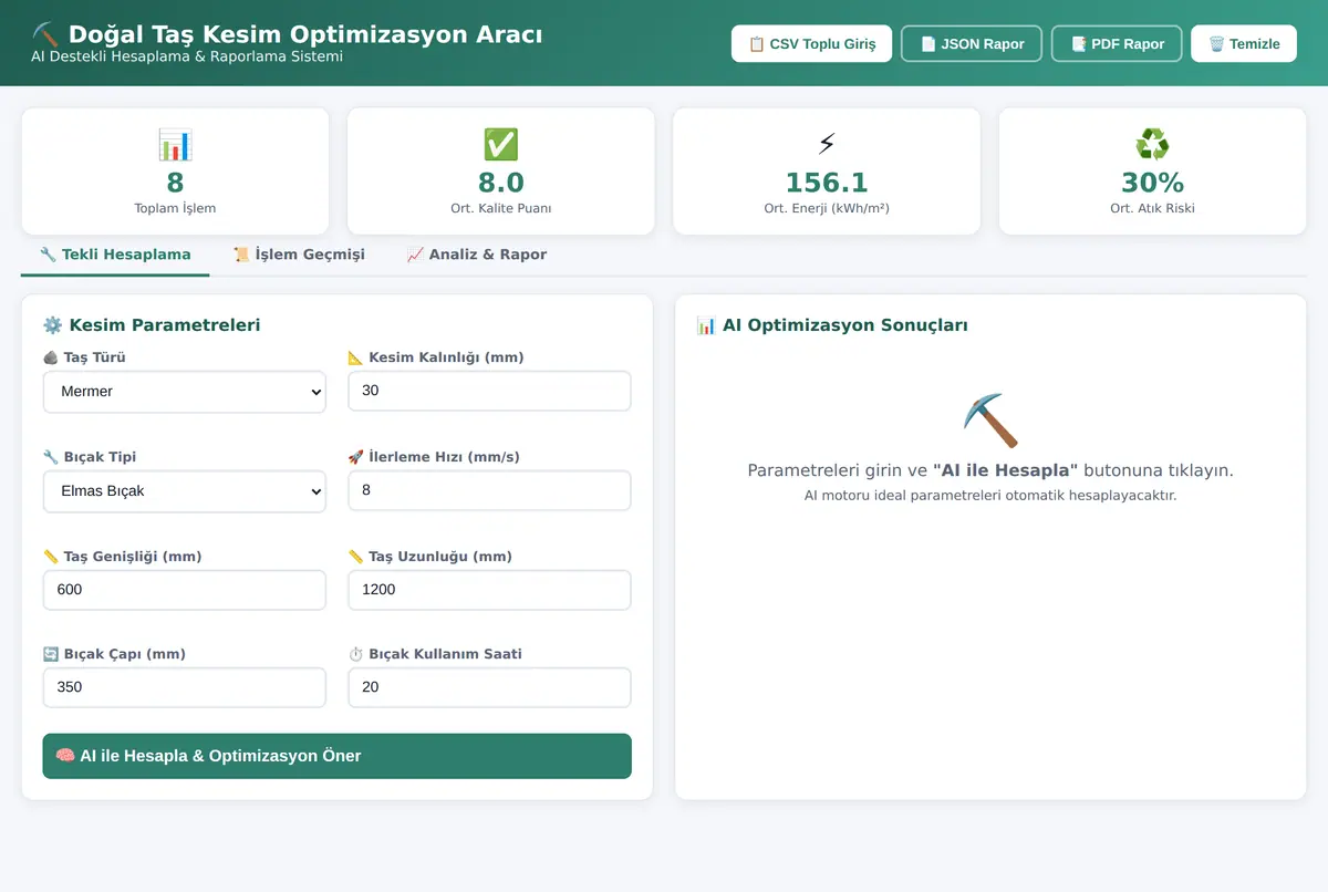 Doğal Taş Kesim Optimizasyon Aracı - AI Destekli ekran görüntüsü 2
