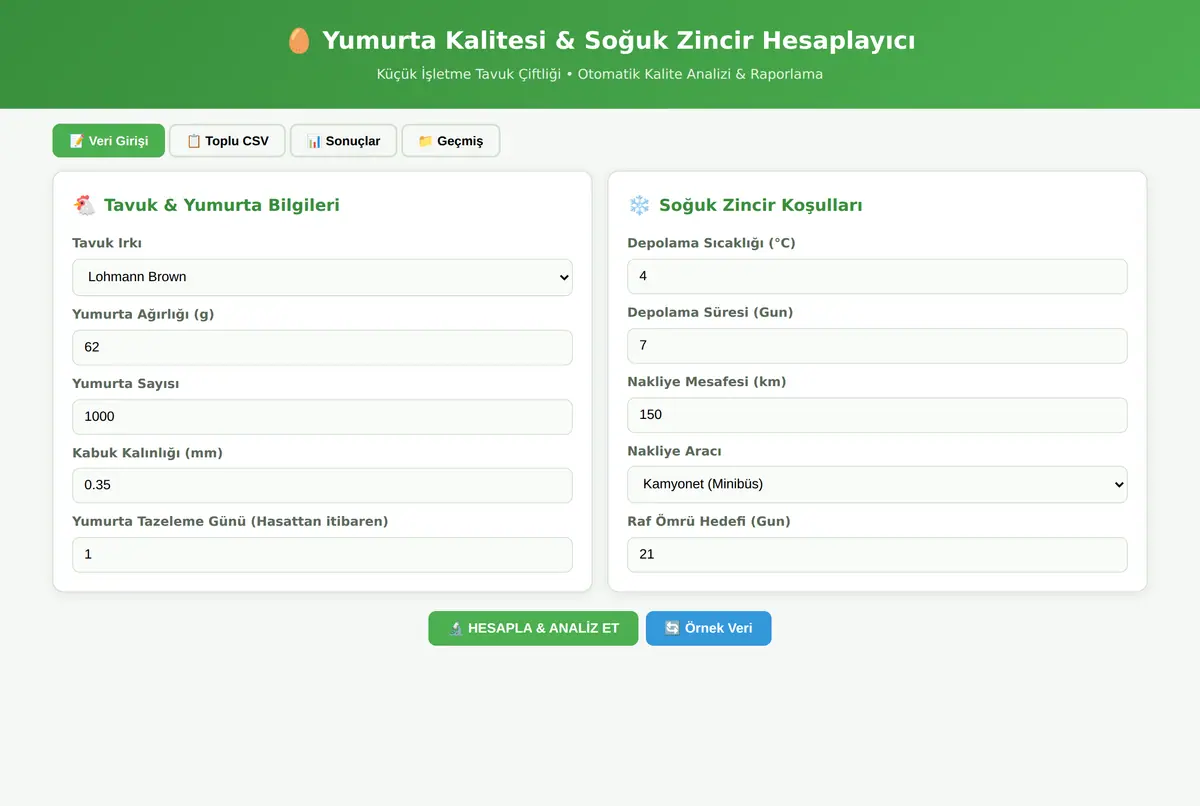 Yumurta Kalitesi & Soğuk Zincir Hesaplayıcı ekran görüntüsü 3