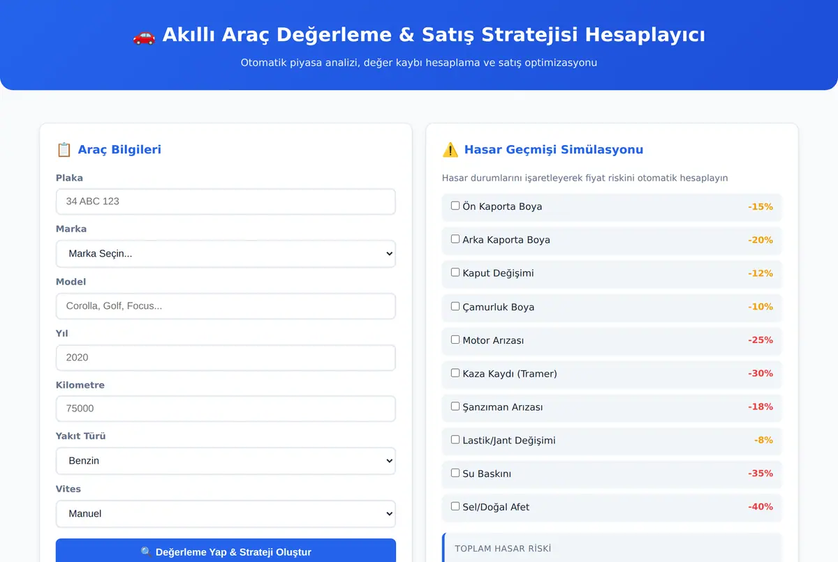 Akıllı Araç Değerleme & Satış Stratejisi Hesaplayıcı ekran görüntüsü 2