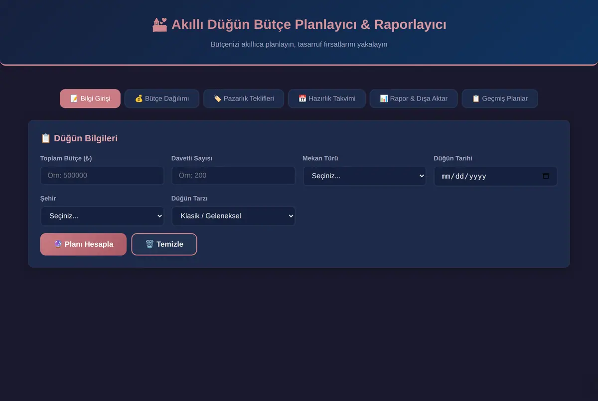 Akıllı Düğün Bütçe Planlayıcı & Raporlayıcı ekran görüntüsü 3