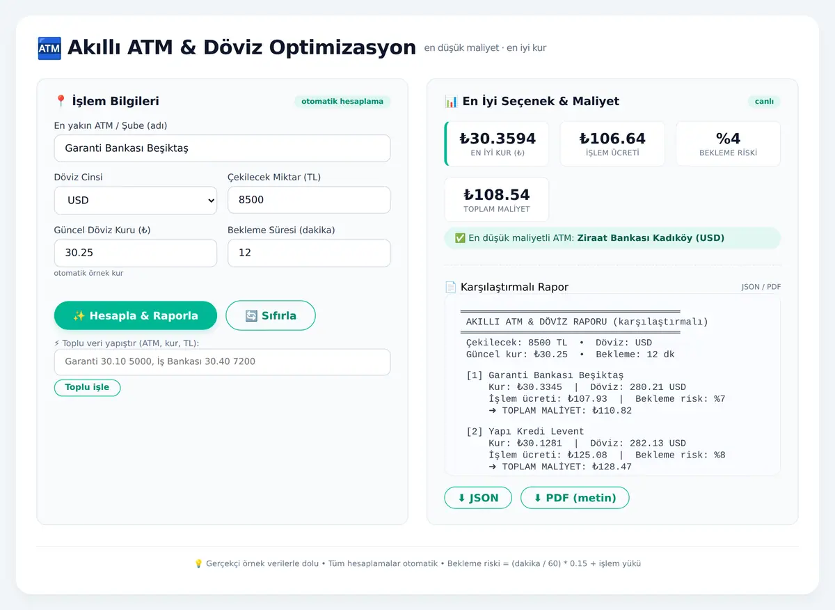 Akıllı ATM & Döviz Optimizasyon Hesaplayıcı ekran görüntüsü 3