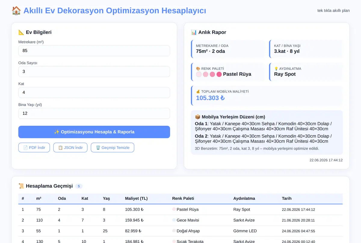 Akıllı Ev Dekorasyon Optimizasyon Hesaplayıcı ekran görüntüsü 2