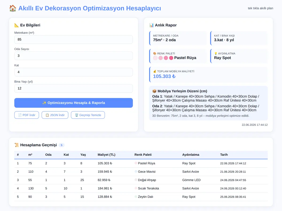 Akıllı Ev Dekorasyon Optimizasyon Hesaplayıcı ekran görüntüsü 3