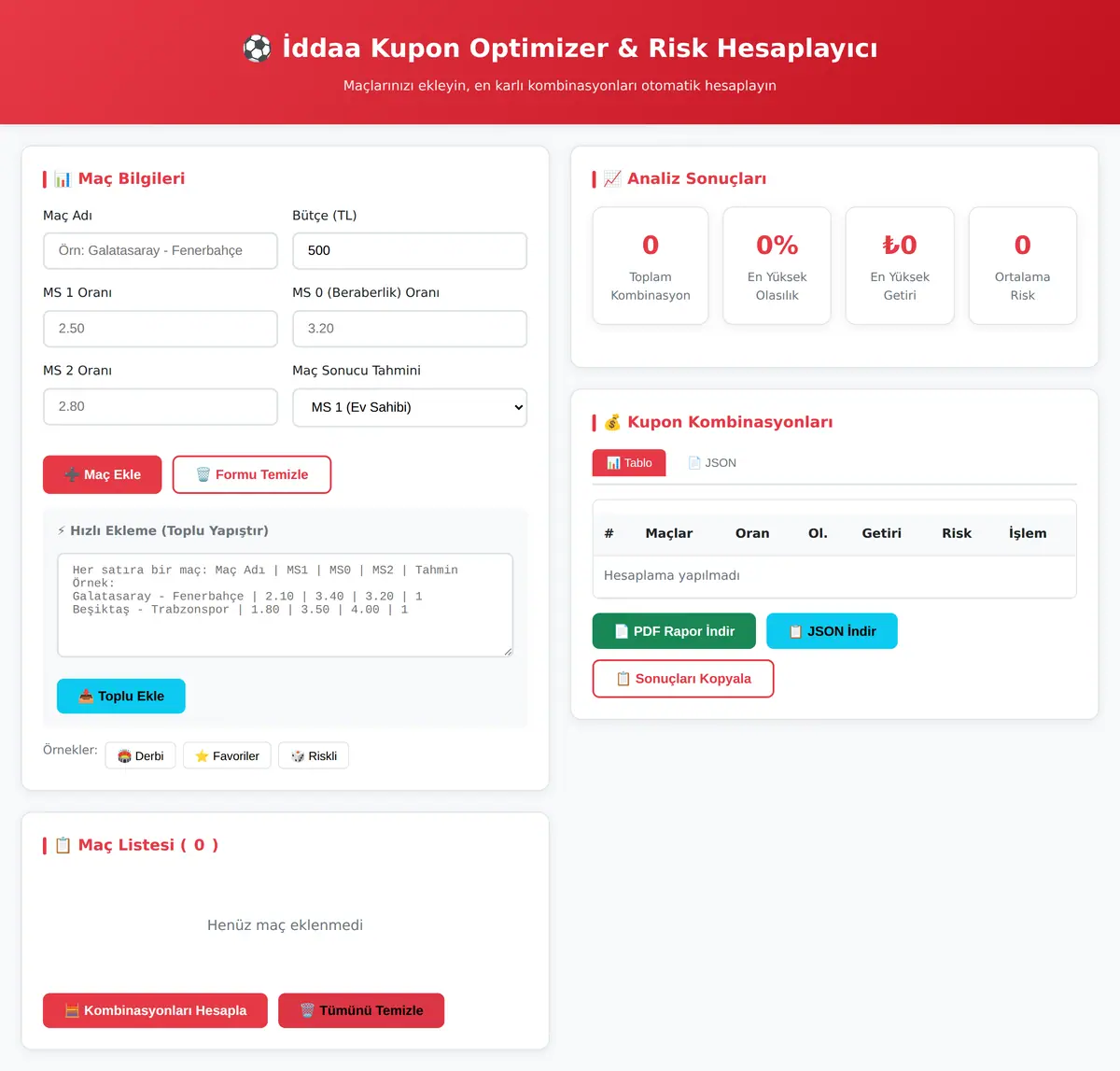 İddaa Kupon Optimizer & Risk Hesaplayıcı ekran görüntüsü 3