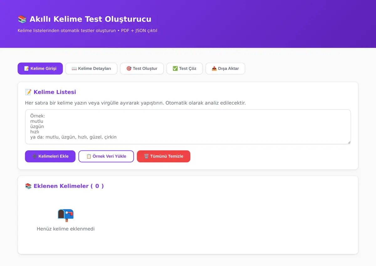 Akıllı Kelime Test Oluşturucu ekran görüntüsü 3