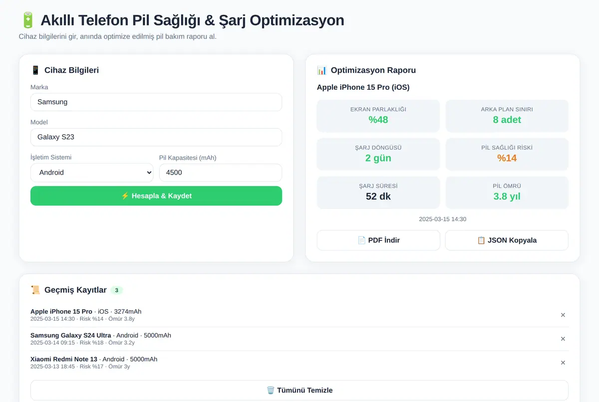 Akıllı Telefon Pil Sağlığı ve Şarj Optimizasyon ekran görüntüsü 2