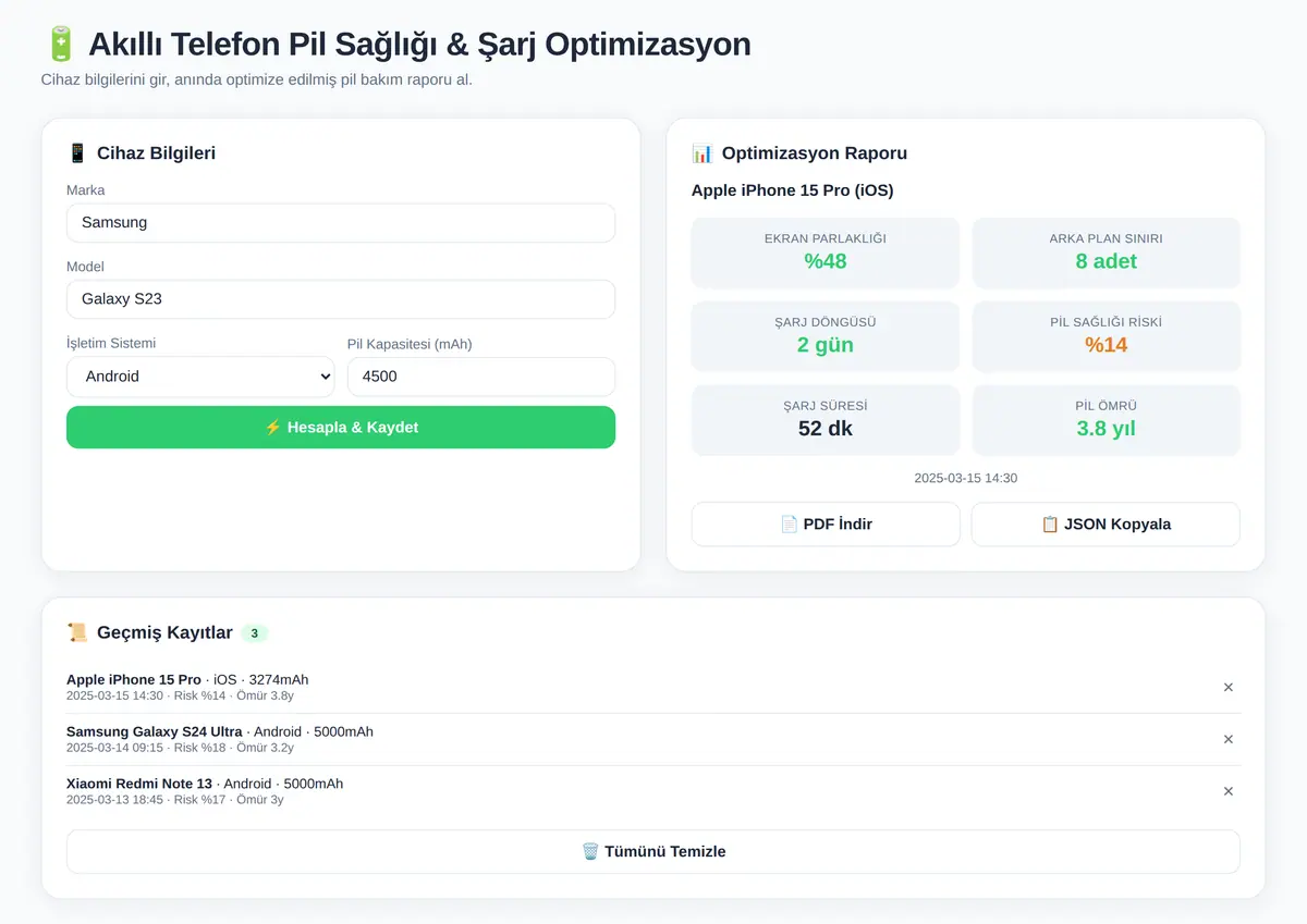 Akıllı Telefon Pil Sağlığı ve Şarj Optimizasyon ekran görüntüsü 3
