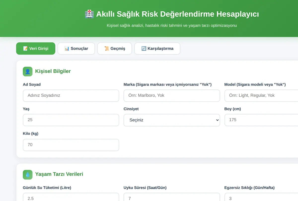 Akıllı Sağlık Risk Değerlendirme Hesaplayıcı ekran görüntüsü