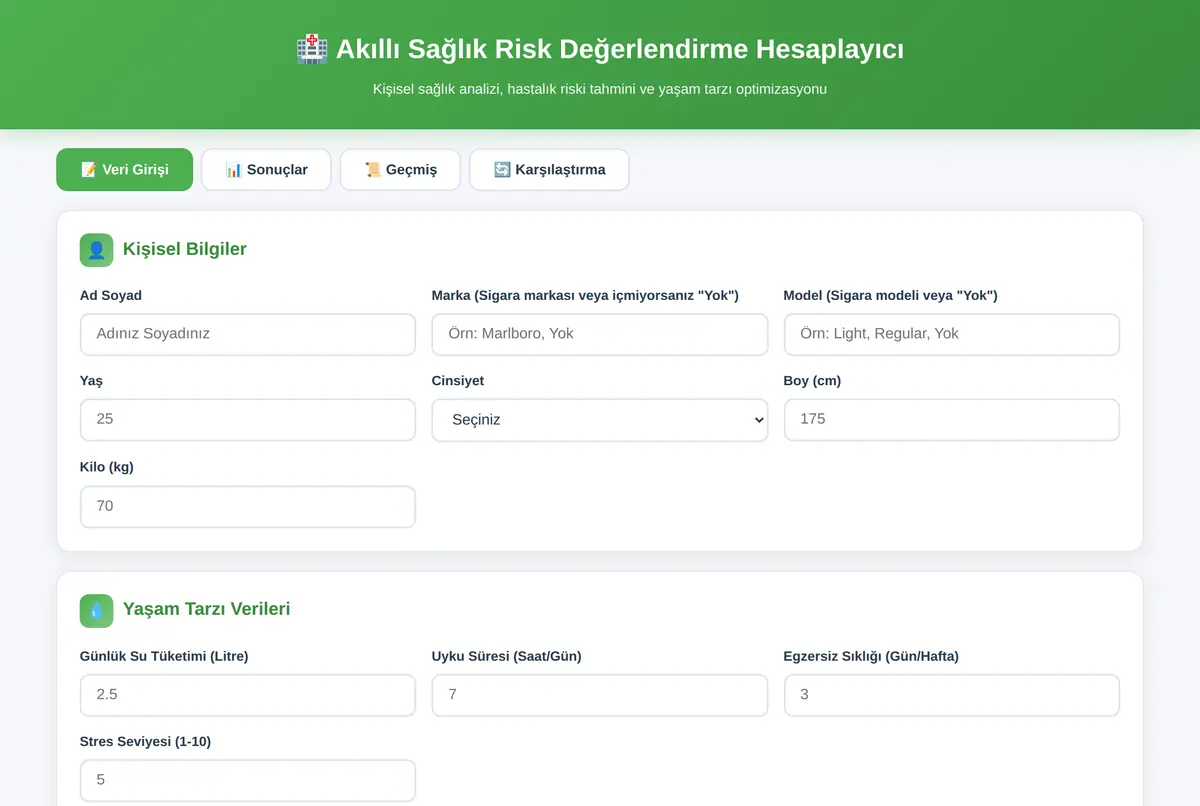 Akıllı Sağlık Risk Değerlendirme Hesaplayıcı ekran görüntüsü 2