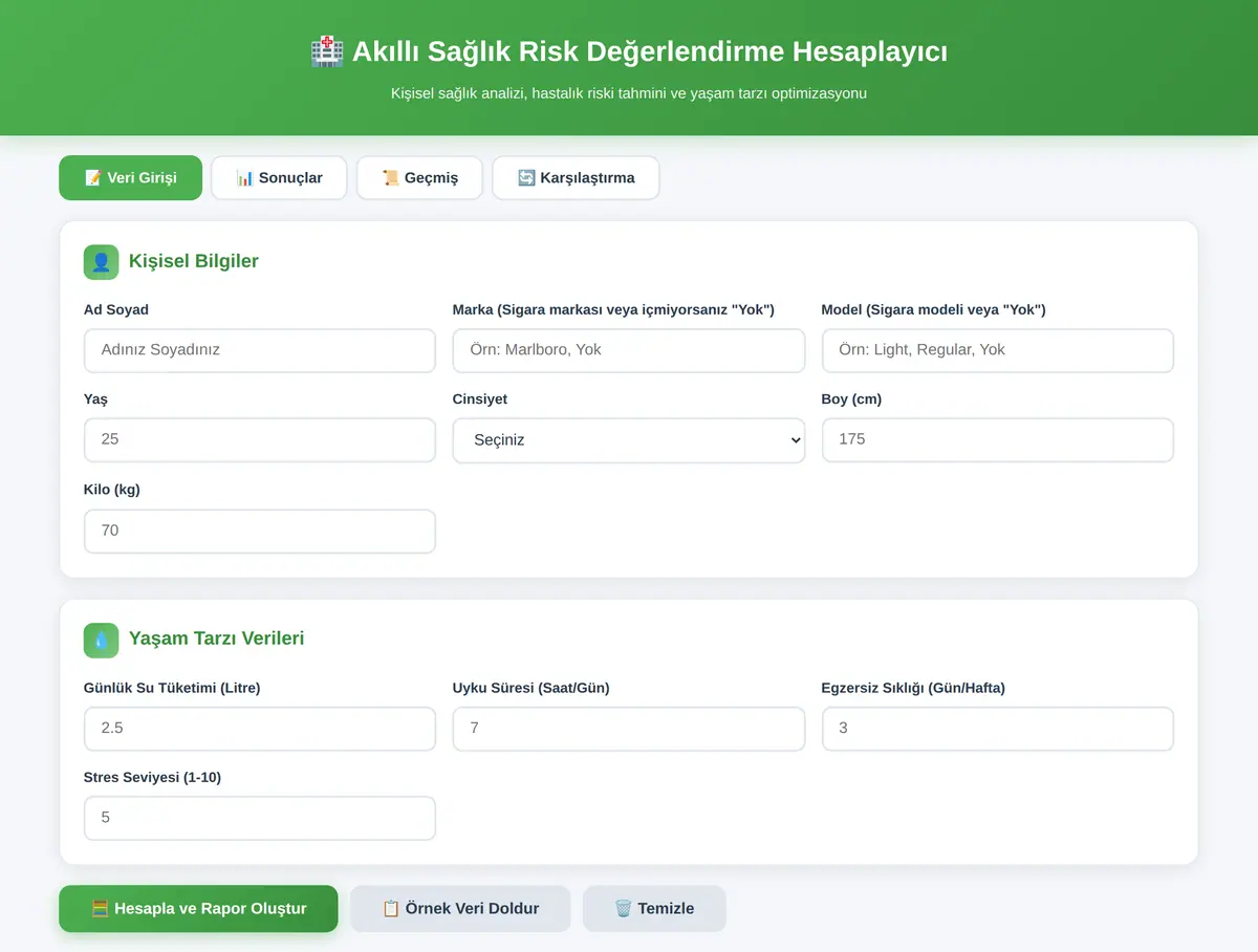 Akıllı Sağlık Risk Değerlendirme Hesaplayıcı ekran görüntüsü 3