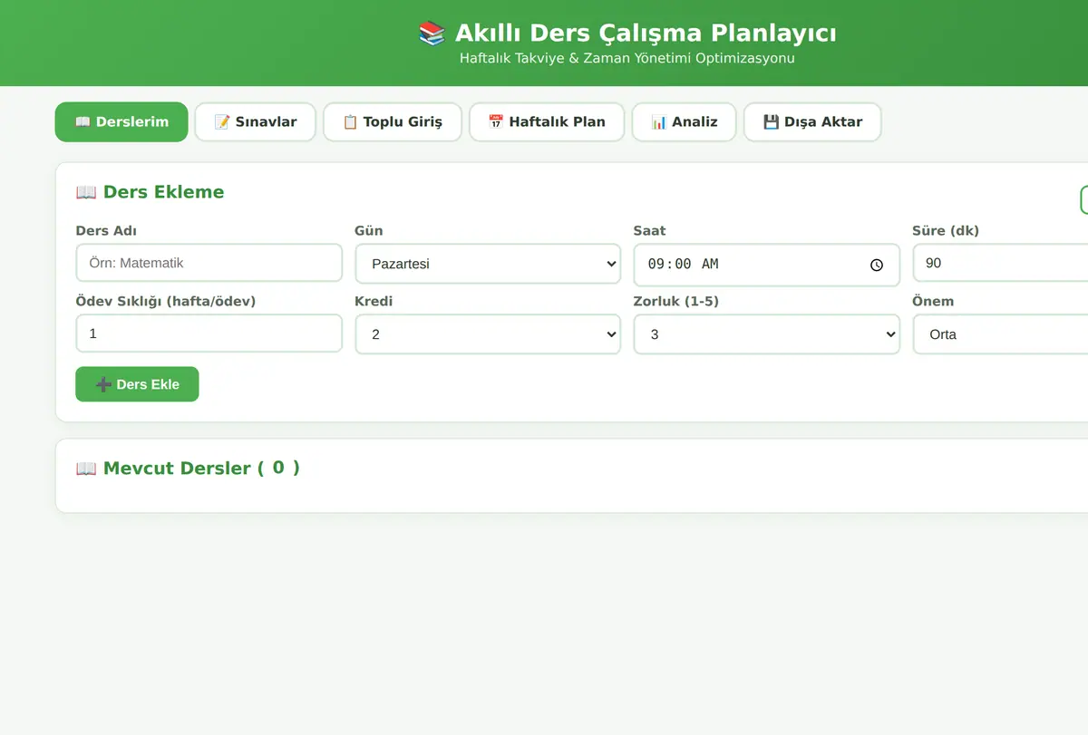 Akıllı Ders Çalışma Planlayıcı ekran görüntüsü