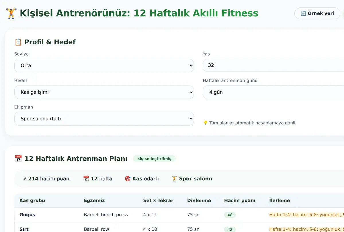 Kişisel Antrenörünüz: 12 Haftalık Akıllı Fitness ekran görüntüsü